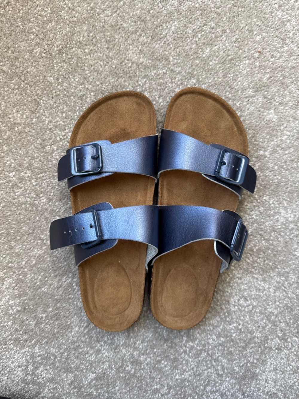 Women’s Double Buckle Cork/Leather Sandals